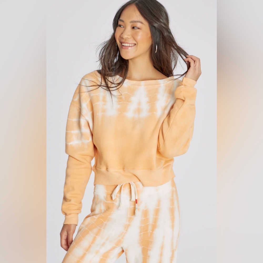 Wildfox Melon Tie Dye Wash Regal Crop Sweatshirt